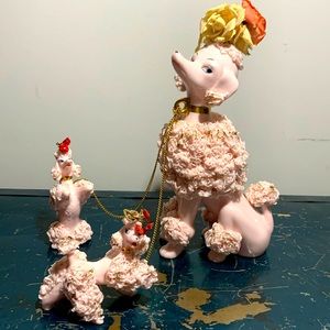 Large 10” Pink spaghetti poodle with attitude. Mom Dog & pups gold chain *Read*